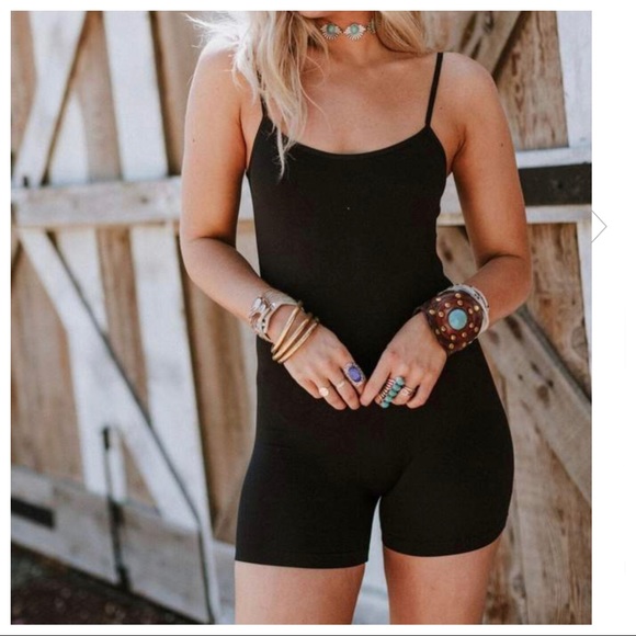ShopEvelynne Pants - Black seamless short romper catsuit